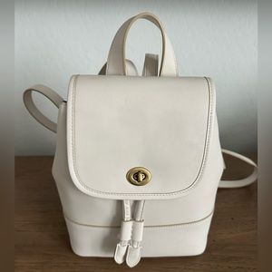 Authentic white coach turn lock backpack new with tags